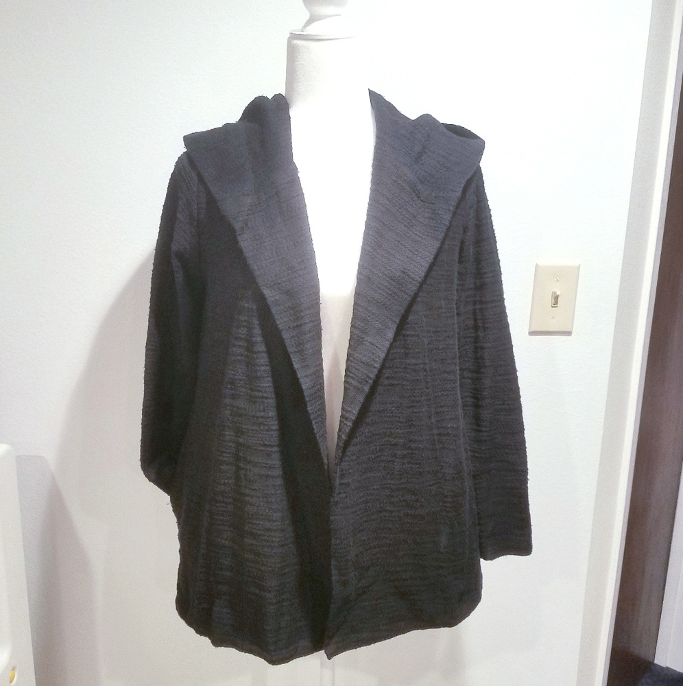 NWT Hem & Thread Black Textured Cotton Hoodie S